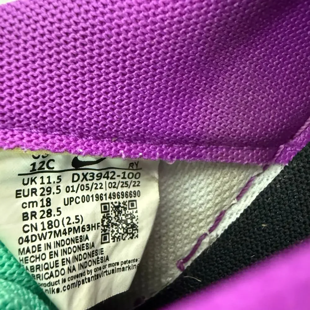 Nike Air Force 1 Low Toddler Shoes White Purple Green 